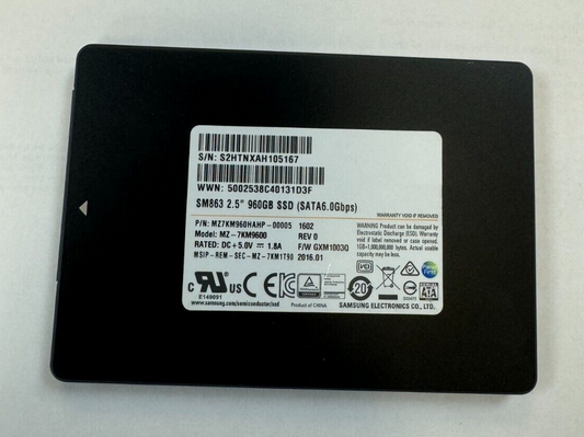 Samsung SM863 960GB, SATA III, 2.5" Internal SSD (MZ-7KM9600)